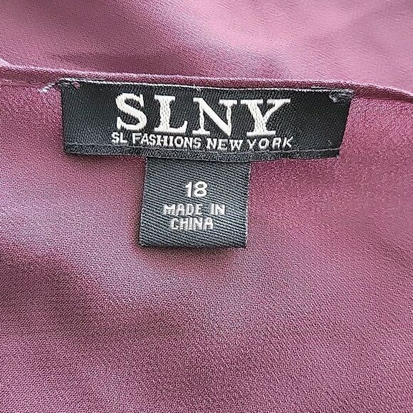 NEW 18 SLNY CHIFFON EMBELLISHED lightweight maroon sheer cardigan jacket 2X NWT - Picture 9 of 9